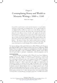 Contemplating Money and Wealth in Monastic Writing C. 1060–C. 1160 Giles E