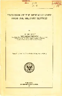 Exclusion of the Mentally Unfit from the Military Services