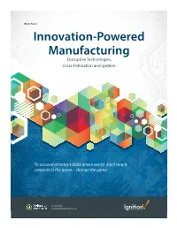 Innovation-Powered Manufacturing Disruptive Technologies, Cross-Pollination and Ignition