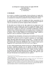 La Immigració a Dosrius Durant Els Segles XVI-XIX Josep Ramis Nieto Adosrius.Wordpress.Com (V