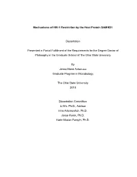 Mechanisms of HIV-1 Restriction by the Host Protein SAMHD1
