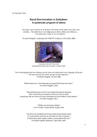 Racial Discrimination in Zimbabwe: a Systematic Program of Abuse