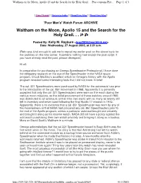 Waltham on the Moon, Apollo 15 and the Search for the Holy Grail