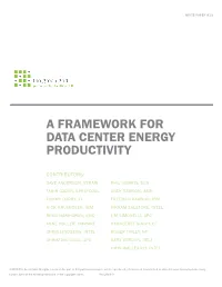 A Framework for Data Center Energy Productivity