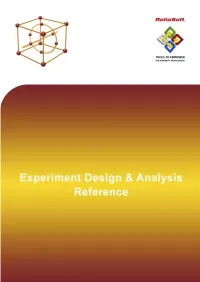 Experiment Design and Analysis Reference