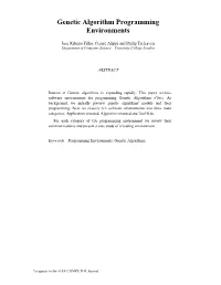 Genetic Algorithm Programming Environments