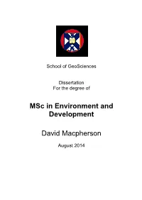 Msc in Environment and Development David Macpherson