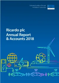 Ricardo Plc Annual Report & Accounts 2018