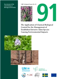 The Application of Classical Biological Control for the Management Of