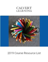 2019 Course Resource List Table of Contents
