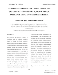 An Effective Machine Learning Model for Customer Attrition Predictionin Motor Insurance Using Gwo-Kelm Algorithm