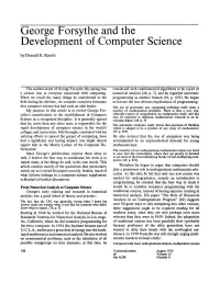George Forsythe and the Development of Computer Science by Donald E