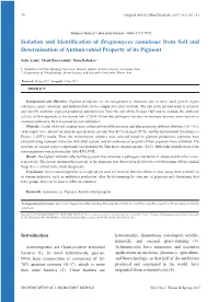 Isolation and Identification of Streptomyces Ramulosus from Soil and Determination of Antimicrobial Property of Its Pigment