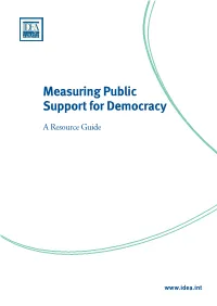 Measuring Public Support for Democracy: a Resource Guide