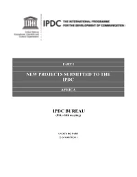 New Projects Submitted to the Ipdc Ipdc Bureau