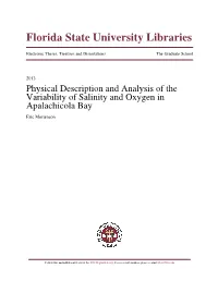 Physical Description and Analysis of the Variability of Salinity and Oxygen in Apalachicola Bay Eric Mortenson