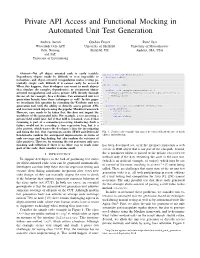 Private API Access and Functional Mocking in Automated Unit Test Generation