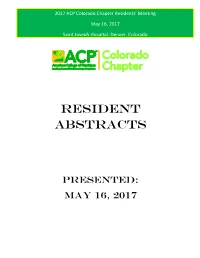 Resident Abstracts