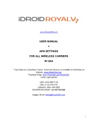 User Manual + Apn Settings for All Wireless Carriers in Usa