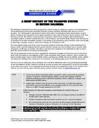A Brief History of the Transfer System in British Columbia