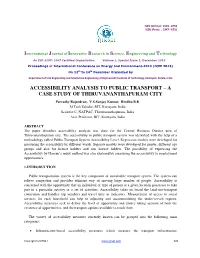 Accessibility Analysis to Public Transport – a Case Study of Thiruvananthapuram City