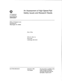 An Assessment of High-Speed Rail Safety Issues and Research Needs U.S