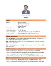ANDIVELU ILANGOVAN Professor Contact Address