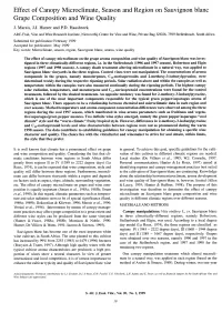 Effect of Canopy Microclimate, Season and Region on Sauvignon Blanc Grape Composition and Wine Quality J