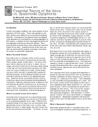 Essential Tremor of the Voice Vs. Spasmodic Dysphonia by Michael M