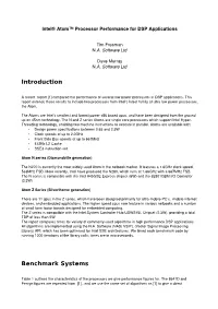 Intel Atom Processors for DSP Applications