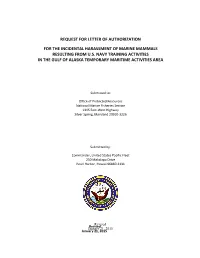 Navy Gulf of Alaska Testing and Training 2017 Rule Application