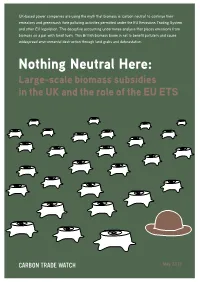 Nothing Neutral Here: Large-Scale Biomass Subsidies in the UK and the Role of the EU ETS