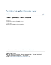 Portfolio Optimization: MAD Vs