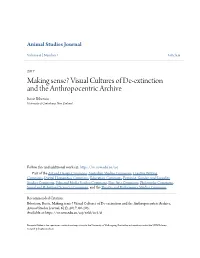 Visual Cultures of De-Extinction and the Anthropocentric Archive Rosie Ibbotson University of Canterbury, New Zealand
