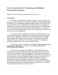 Core Competencies for Cataloging and Metadata Professional Librarians