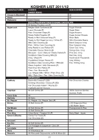 Kosher List 2011/12