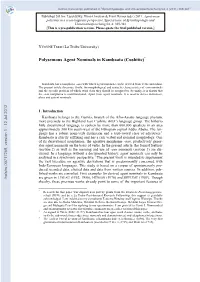 Polysemous Agent Nominals in Kambaata (Cushitic)*