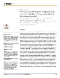 Profiling of Volatile Fragrant Components in a Mini-Core Collection of Mango Germplasms from Seven Countries