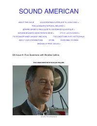 Sound American | SA Issue 6: Five Questions with Nicolas Collins