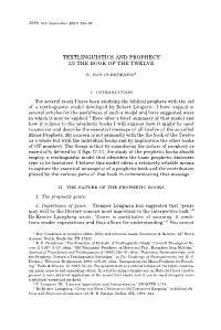 TEXTLINGUISTICS and PROPHECY in the BOOK of the TWELVE E