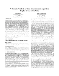 A Domain Analysis of Data Structure and Algorithm Explanations in the Wild