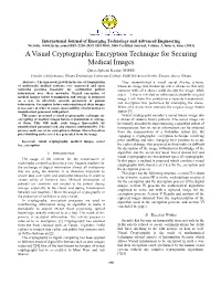 A Visual Cryptographic Encryption Technique for Securing Medical