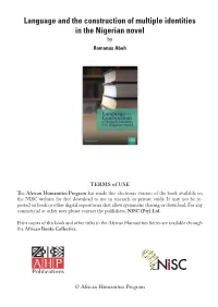 Language and the Construction of Multiple Identities in the Nigerian Novel by Romanus Aboh