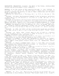 LEGISLATIVE RESOLUTION Mourning the Death of Gil Noble, Distinguished Citizen and Devoted Member of His Community