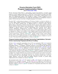 Poverty Alleviation Fund (PAF) Program Implementation Status (As of 15 November 2009)