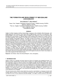 The Formation and Development of New Zealand Lexicography