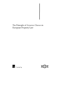 The Principle of Numerus Clausus in European Property Law