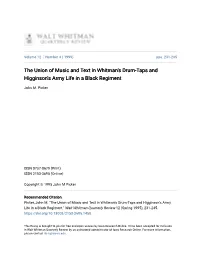 The Union of Music and Text in Whitman's Drum-Taps and Higginson's Army Life in a Black Regiment