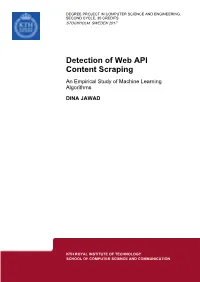 Detection of Web API Content Scraping an Empirical Study of Machine Learning Algorithms