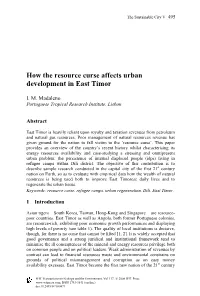 How the Resource Curse Affects Urban Development in East Timor